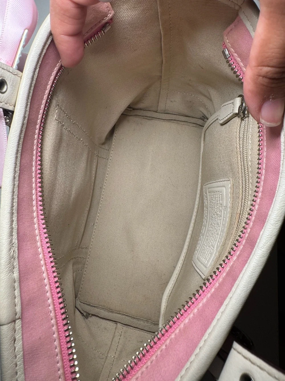 Vintage 2001 Coach Hampton Mini Market Tote - Pink Canvas & Leather Trim